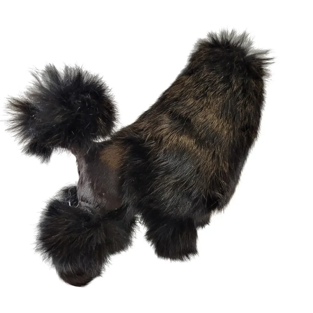 Vintage Black Poodle Dog Figurine Realistic Real Fur 6
